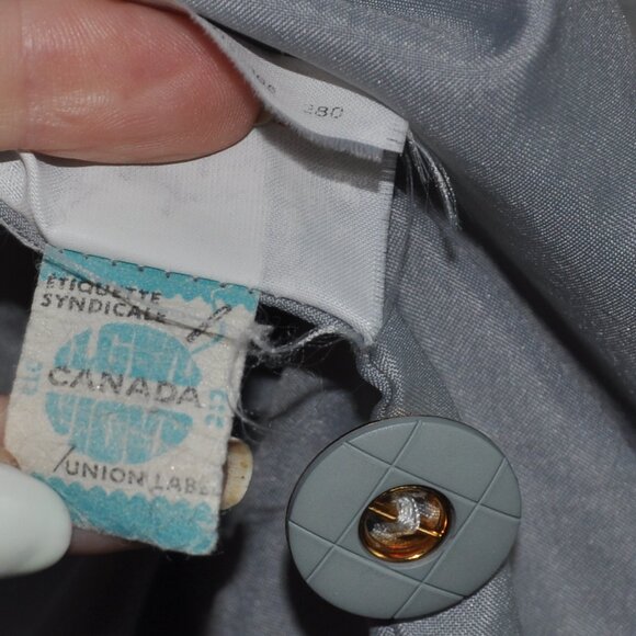 Vintage Tanjay Wool Blend Neutral Plaid Jacket 12 Union Made in Canada - Picture 11 of 12